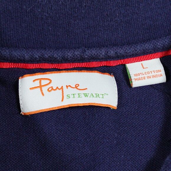 Payne Stewart Golf Polo‎ Shirt Adult Large Blue Yellow Striped Embroidered Logo - Picture 4 of 9